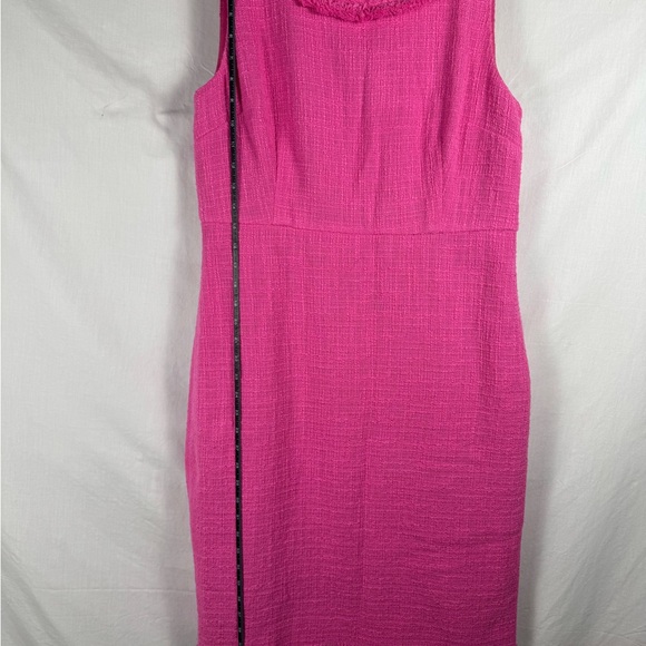 J. Crew Pink Tweed Sheath Dress, Size 12, NWOT, Fringe Collar & Hem - Picture 11 of 16
